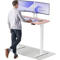 Desktronic HomePro Zit-sta Bureau Elektrisch In Hoogte Verstelbaar, 120x60 cm Wit/Roze, Stille Dubbele Motor, Hoogte 62-126cm