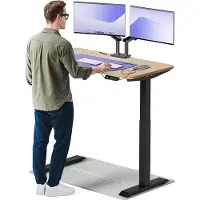 Desktronic HomeOne Zit-sta Bureau Elektrisch In Hoogte Verstelbaar, 120x60 cm Bamboo/Zwart, Stille Dubbele Motor, Hoogte 72-119cm