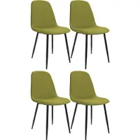 CLP Maryam Set van 4 eetkamerstoelen - klassiek - met rugleuning - zwart metalen frame - belastbaar tot 150 kg - Stof/groen