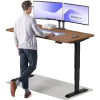 Desktronic HomePro Zit-sta Bureau Elektrisch In Hoogte Verstelbaar, 160x80cm Zwart/Notenhout, Stille Dubbele Motor, Hoogte 62-126cm