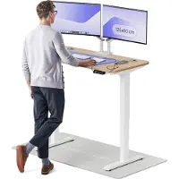 Desktronic HomePro Zit-sta Bureau Elektrisch In Hoogte Verstelbaar, 120x60 cm Bamboo/Wit, Stille Dubbele Motor, Hoogte 62-126cm