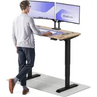 Desktronic HomePro Zit-sta Bureau Elektrisch In Hoogte Verstelbaar, 120x60 cm Bamboo/Zwart, Stille Dubbele Motor, Hoogte 62-126cm