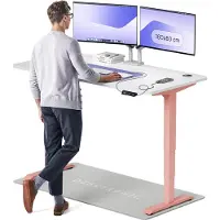 Desktronic HomePro Zit-sta Bureau Elektrisch In Hoogte Verstelbaar, 160x80 cm Roze/Wit, Stille Dubbele Motor, Hoogte 62-126cm
