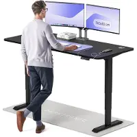 Desktronic HomePro Zit-sta Bureau Elektrisch In Hoogte Verstelbaar, 180x80cm Zwart/Zwart, Stille Dubbele Motor, Hoogte 62-126cm