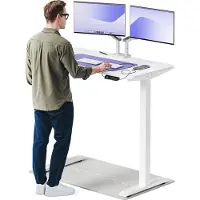 Desktronic HomeOne Zit-sta Bureau Elektrisch In Hoogte Verstelbaar, 120x60cm, Wit/Wit, Stille Dubbele Motor, Hoogte 72-119cm