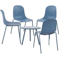 CLP Mindin tuinset - voor de tuin - loungeset - Set van tafel Minot en 4 x stoel Hardin - UV-bestendig - Tuinmeubelen - blauw