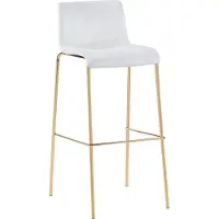 CLP Hoover Barkruk - met rugleuning - en voetensteun - met metalen frame in goudkleurige look - velvet - fluweel - creme/goud