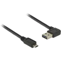 DeLOCK Easy-Micro USB naar Easy-USB-A haaks (links/rechts) kabel - USB2.0 - tot 2A / zwart - 1 meter