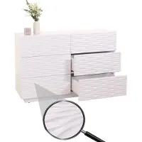 MCW Ladekast -M52, kast dressoir, 3D design laden push-to-open, 81x120x42cm hoogglans wit