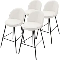 ML-Design Barkruk set van 4 Beige 52x102x50 cm met rugleuning en voetensteun tot 120 kg