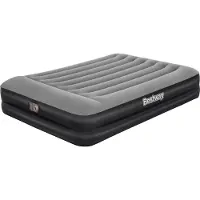 Bestway Luchtbed 2 Persoons - Luchtmatras 203 x 152 x 46 cm - met Ingebouwde Pomp en Leegloopventiel - Tritech Materiaal - Behoud zijn Vorm - Kampeer Accessoires - Zwart/Grijs
