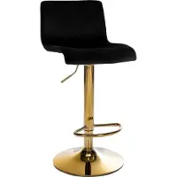 CLP Barkruk Hover - met rugleuning - verstelbaar - draaibar - metalen frame - fluweel - goud/zwart