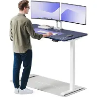 Desktronic HomeOne Zit-sta Bureau Elektrisch In Hoogte Verstelbaar, 140x70 cm Wit/Blauw, Stille Dubbele Motor, Hoogte 72-119cm