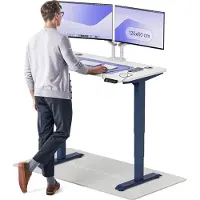 Desktronic HomePro Zit-sta Bureau Elektrisch In Hoogte Verstelbaar, 120x60 cm Blauw/Wit, Stille Dubbele Motor, Hoogte 62-126cm