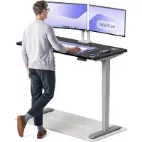 Desktronic HomePro Zit-sta Bureau Elektrisch In Hoogte Verstelbaar, 140x70cm Grijs/Zwart, Stille Dubbele Motor, Hoogte 62-126cm