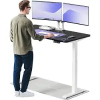 Desktronic HomeOne Zit-sta Bureau Elektrisch In Hoogte Verstelbaar, 140x70cm, Wit/Zwart, Stille Dubbele Motor, Hoogte 72-119cm