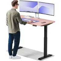 Desktronic HomeOne Zit-sta Bureau Elektrisch In Hoogte Verstelbaar, 140x70 cm Zwart/Roze, Stille Dubbele Motor, Hoogte 72-119cm