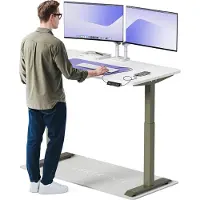 Desktronic HomeOne Zit-sta Bureau Elektrisch In Hoogte Verstelbaar, 140x70 cm Groente/Wit, Stille Dubbele Motor, Hoogte 72-119cm