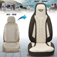 BREMER SITZBEZÜGE Premium Camper stoelhoezen voor Mooveo TEI Ducato PLKT210 in Bruin/Beige (2 losse stoelen)