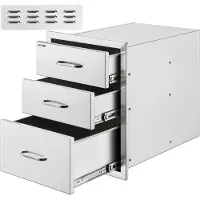 Vevor Buitenkeuken RVS Drievoudige Toegang BBQ Laden met Chromen Handvat, 458 x 585 x 588 mm