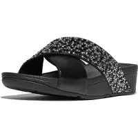 FitFlop Lulu crystal-mix metallic cross slides