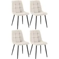 CLP Tilde Set van 4 Eetkamerstoel - Zonder armleuning - Industrieel - Fluweel/cremewit