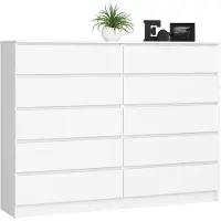 Akord Ladekast K160 met 10 Lades / Furniture Factory / Wit / 160 x 121 x 40 cm