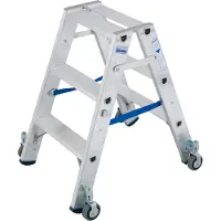 Krause Dubbele trapladder van aluminium met wielen, 2 x 3 treden