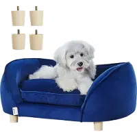 Vevor huisdiersofa, hondencouch voor middelgrote honden en katten, zacht fluweelachtig hondenbankje, kattenbankje met een draagvermogen van 37 kg, hondenbed, huisdierenbed in donkerblauw