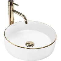 REA Sami Gold Edge Opzetwastafel Wit En Goud 36x36 cm