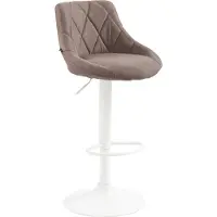 CLP barkruk Lazio, bekleed met stof, in hoogte verstelbaar en 360 graden draaibaar | Kleur: taupe, frame: wit