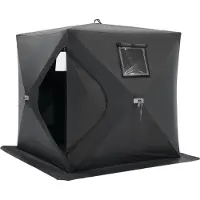 Vevor Draagbare ijskoepel, opklapbaar tent voor ijsvissen, geschikt voor 1-2 personen, 24 vierkante voet visoppervlak, ijskast voor wintervissen, waterdichte Oxford-stof, 60 x 60 inch, zwart