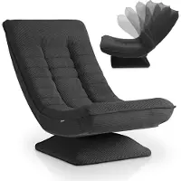 Juskys – Korsika Relaxfauteuil & Loungestoel – 58 x 85 x 100 cm – Voorzien Van 360 Graden Draaifunctie En 5-laagse Vulling – Voor Woonkamer En Gameroom – Grijs Corduroy