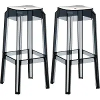 CLP Plastic barkruk FOX (set van 2 stuks) - Transparant zwart