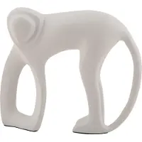 PT Living Decoratie Statue Monkey Metal Matt White