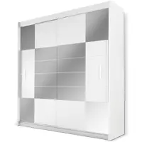 Vente-unique Kast met 2 schuifdeuren - met spiegel - L. 203 cm - Wit - ROVINJA