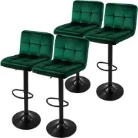 ML-Design Set van 4 barkrukken Abigail velvet | fluweel groen 45x112x50 cm barkrukken | NADUVI