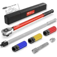 FAMEX 10914 momentsleutelset 1/2 inch (12,5 mm) 30-210 Nm – Wielwisselset met scharnierende sleutel voor losdraaien (ca. 630 Nm)