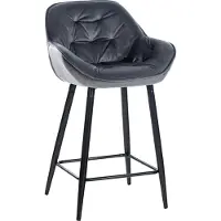 CLP Gibson 76 Barkruk - Met armleuning - Met rugleuning - Fluweel - Velvet - donkergrijs/zwart