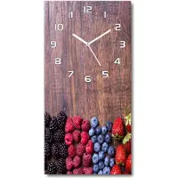 Tulup Wandklok - Bosvruchten Glazen Wandklok Design - 30x60 cm - Veelkleurig Klok Glas Met Opdruk - Witte handen - Rechthoekige Klok - Wandklok Glas Met Motief - Decoratieve Glazen Klok