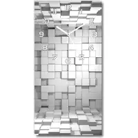 Tulup Wandklok - Dobbelstenen Moderne Wandklok Glas - 30x60 cm - Grijs Wandklok Glas Decoratie - Witte handen - Rechthoekige Klok - Glazen Wandklok Design - Klok Glas Met Opdruk