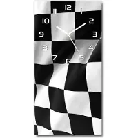 Tulup Wandklok - Verlaat de vlag Klok Glas Met Opdruk - 30x60 cm - Zwart-wit Moderne Wandklok Glas - Witte handen - Rechthoekige Klok - Decoratieve Glazen Klok - Glazen Wandklok Design