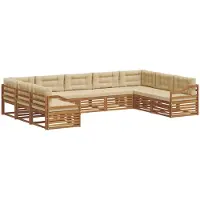 vidaXL Buiten bank set 9 st Natuurlijk en Beige Massief Acacia Hout