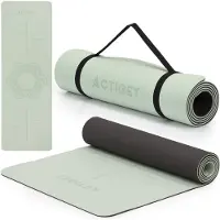 Springos Actiget Yogamat - Extra Dik - Inclusief Draagriem - 183 x 61 x 0,6 CM - Groen - TPE