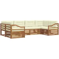 vidaXL Buiten bank set 6 st Natuurlijk en Crème Massief Acacia Hout