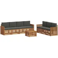 vidaXL Sofa-Sets 8 st Natuurlijk en Antraciet Massief Acacia Hout