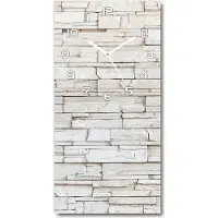 Tulup Wandklok - Witte stenen muur Moderne Wandklok Glas - 30x60 cm - Wit Wandklok Glas Decoratie - Witte handen - Rechthoekige Klok - Glazen Wandklok Design - Klok Glas Met Opdruk