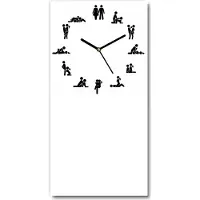 Tulup Wandklok - Kama Sutra Moderne Wandklok Glas - 30x60 cm - Wit Wandklok Glas Decoratie - Zwarte handen - Rechthoekige Klok - Glazen Wandklok Design - Klok Glas Met Opdruk