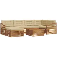 vidaXL Buiten bank set 7 st Natuurlijk en Beige