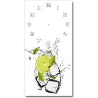 Tulup Wandklok - Limoen met ijs Glazen Klok Met Print - 30x60 cm - Groente Wandklok Glas Met Motief - Witte handen - Rechthoekige Klok - Wandklok Glas Decoratie - Gekleurde Glazen Klok